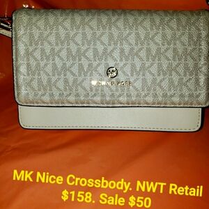 Michael Kors Gray Crossbody Bag with Monogram Design